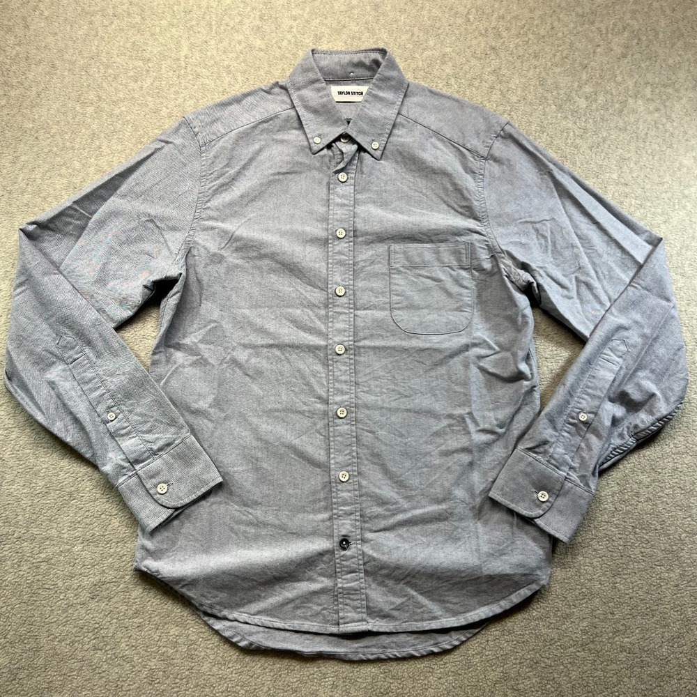 Taylor Stitch Mens Button Down Shirt Gray The Jack Long Sleeve Collared 36